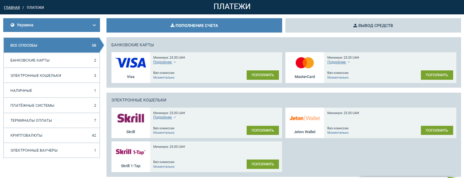 Особенности пополнения и вывода денег Особенности пополнения и вывода денег